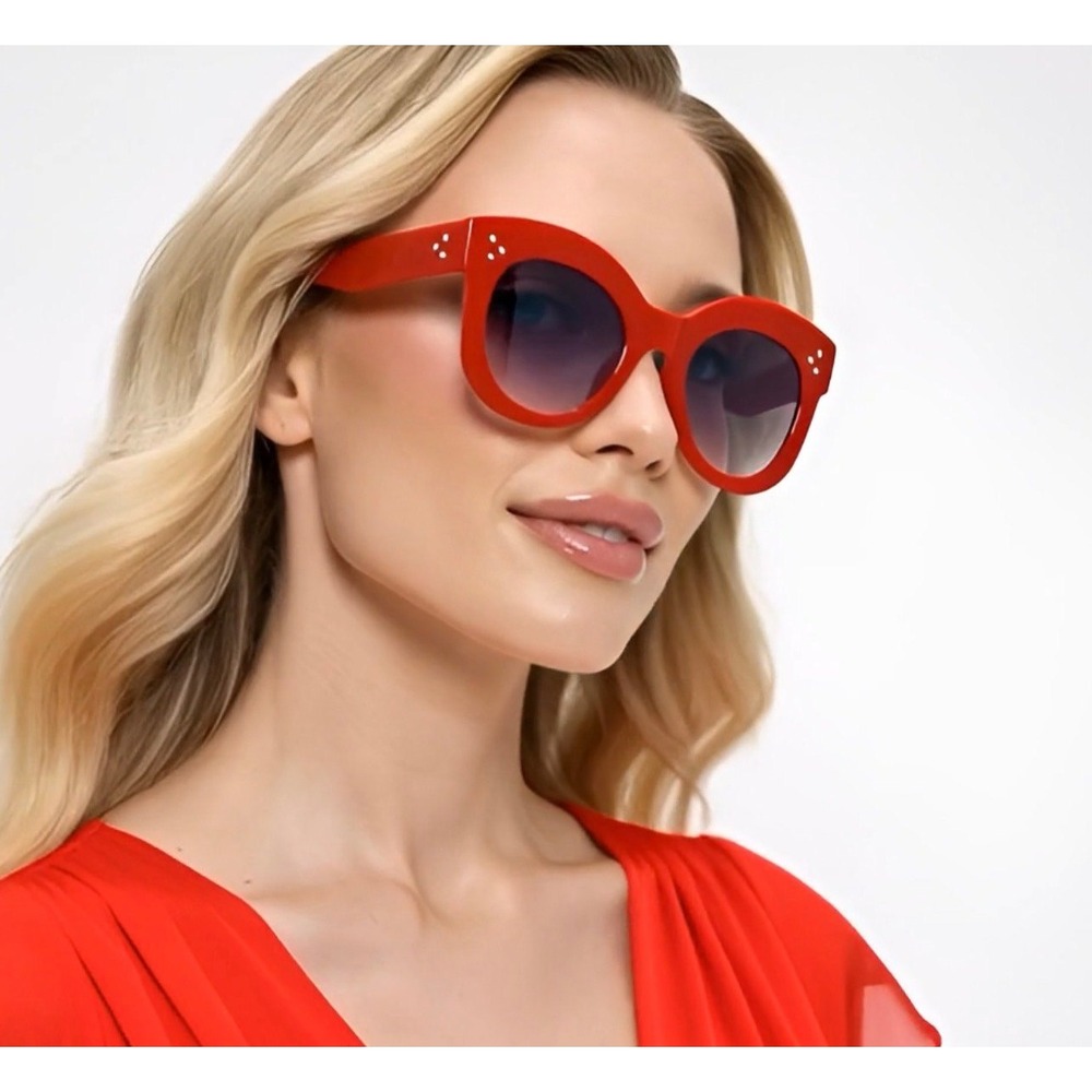 Red Cat Eye Sunglasses Retro Mod Style Fashion Funky Sun Glasses Oversized Gafas